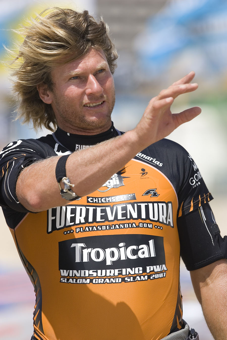 F07 ls Bjorn Dunkerbeck checks the course Bjorn Dunkerbeck checks the course