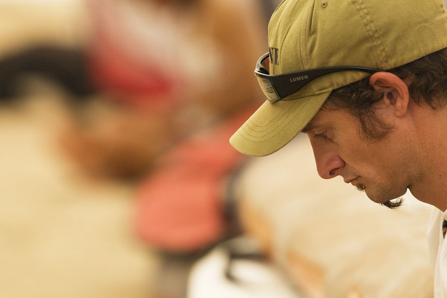 F07 ls Chris Pressler in the rigging tent Chris Pressler in the rigging tent