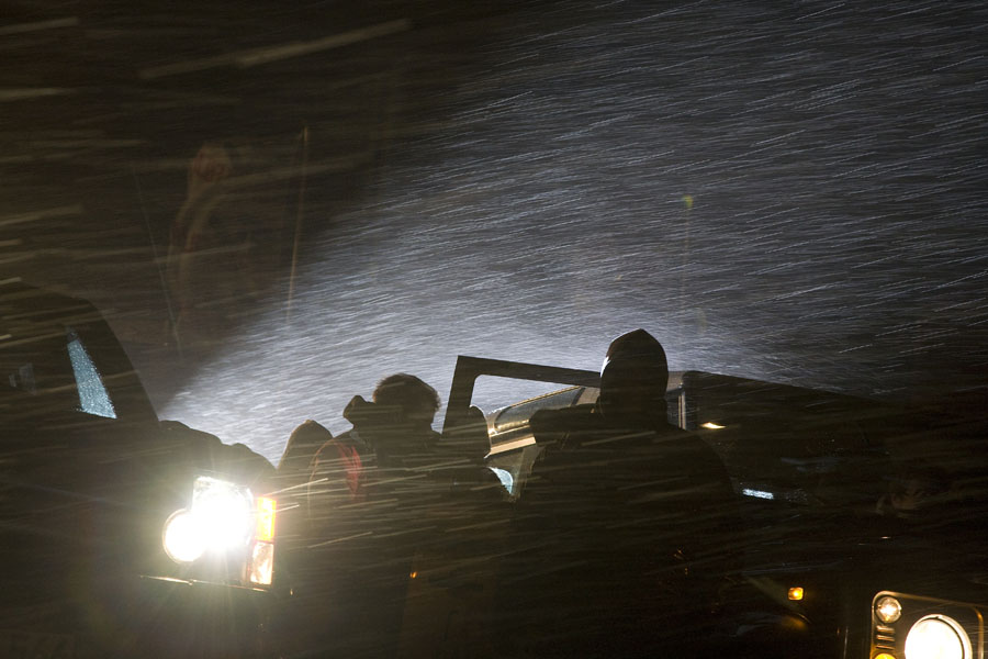 Driving rain for the night session