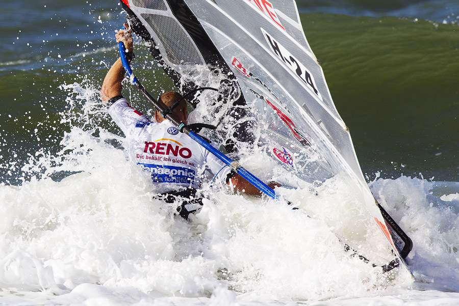 Volwater takes on the shorebreak