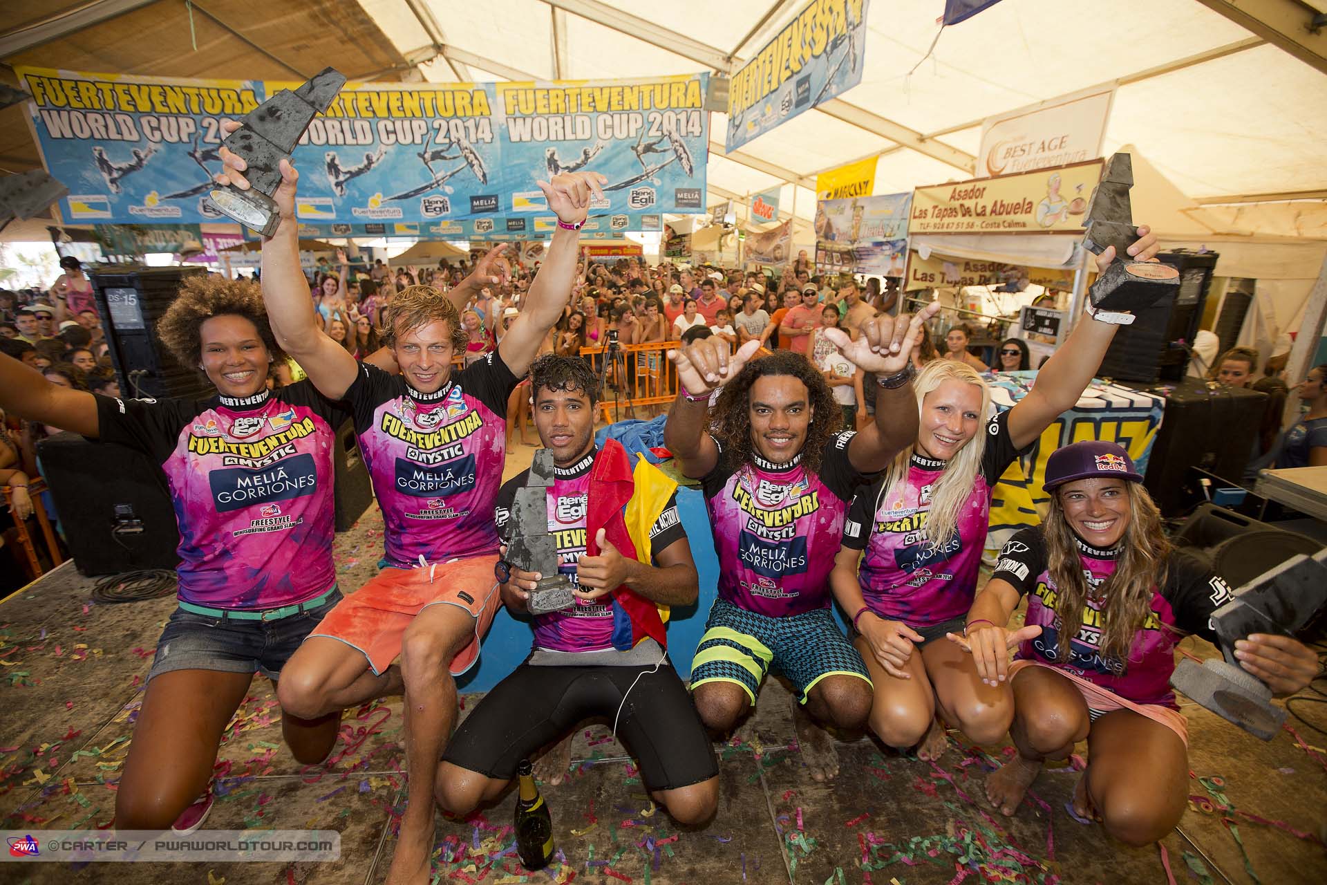 The winners celebrate