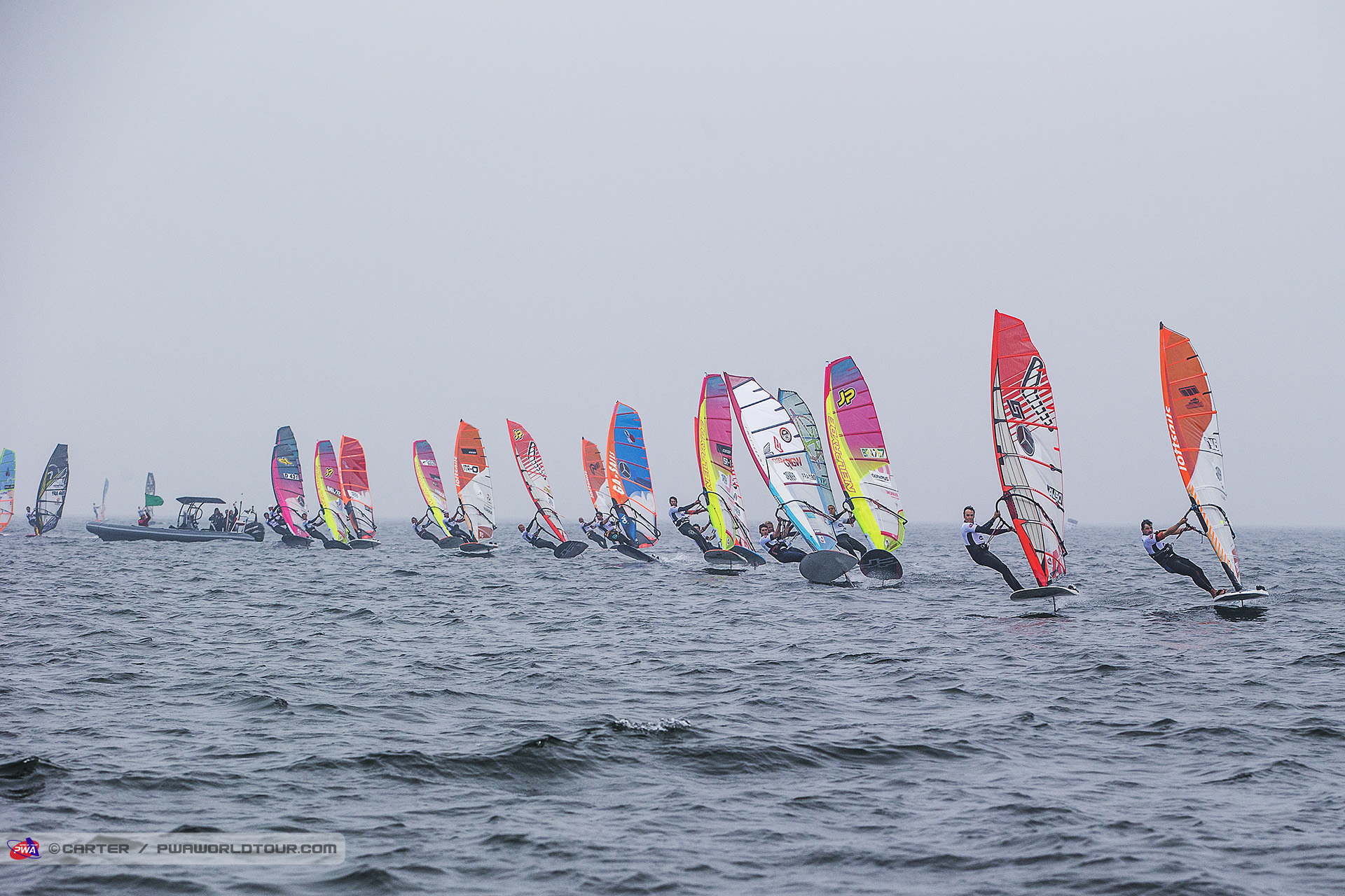 The foilers hit the line