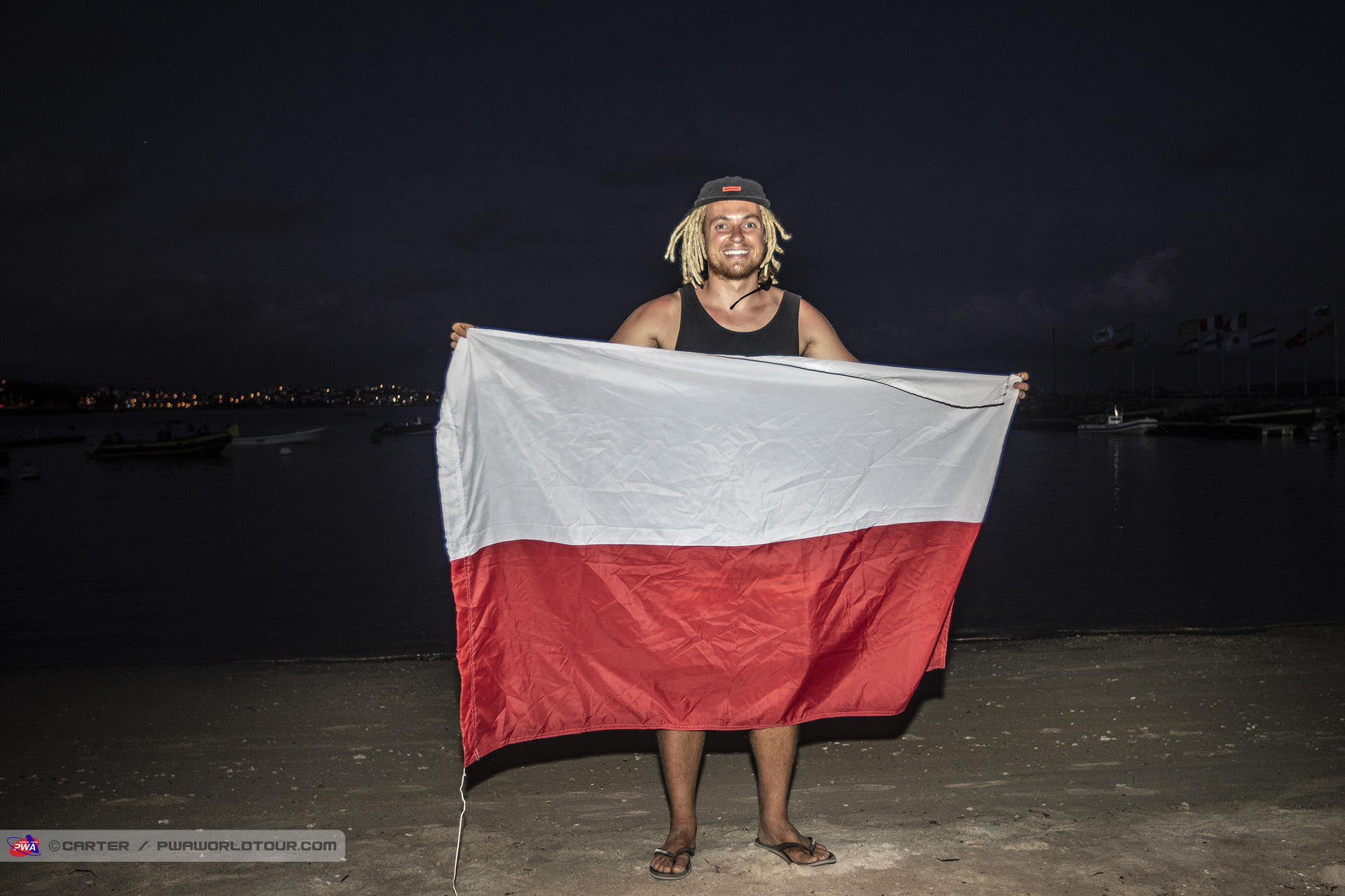 Maciek Rutkowski flying the flag